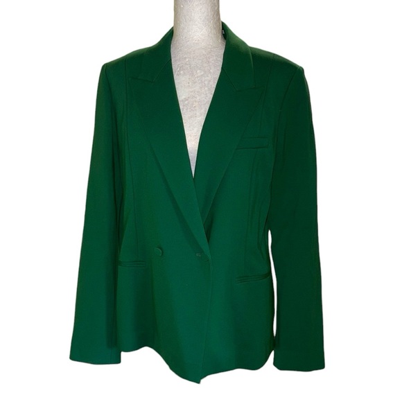 MM Lafleur Kenny Shamrock Green Ponte Knit Double Breasted Blazer - 12 - Picture 5 of 15